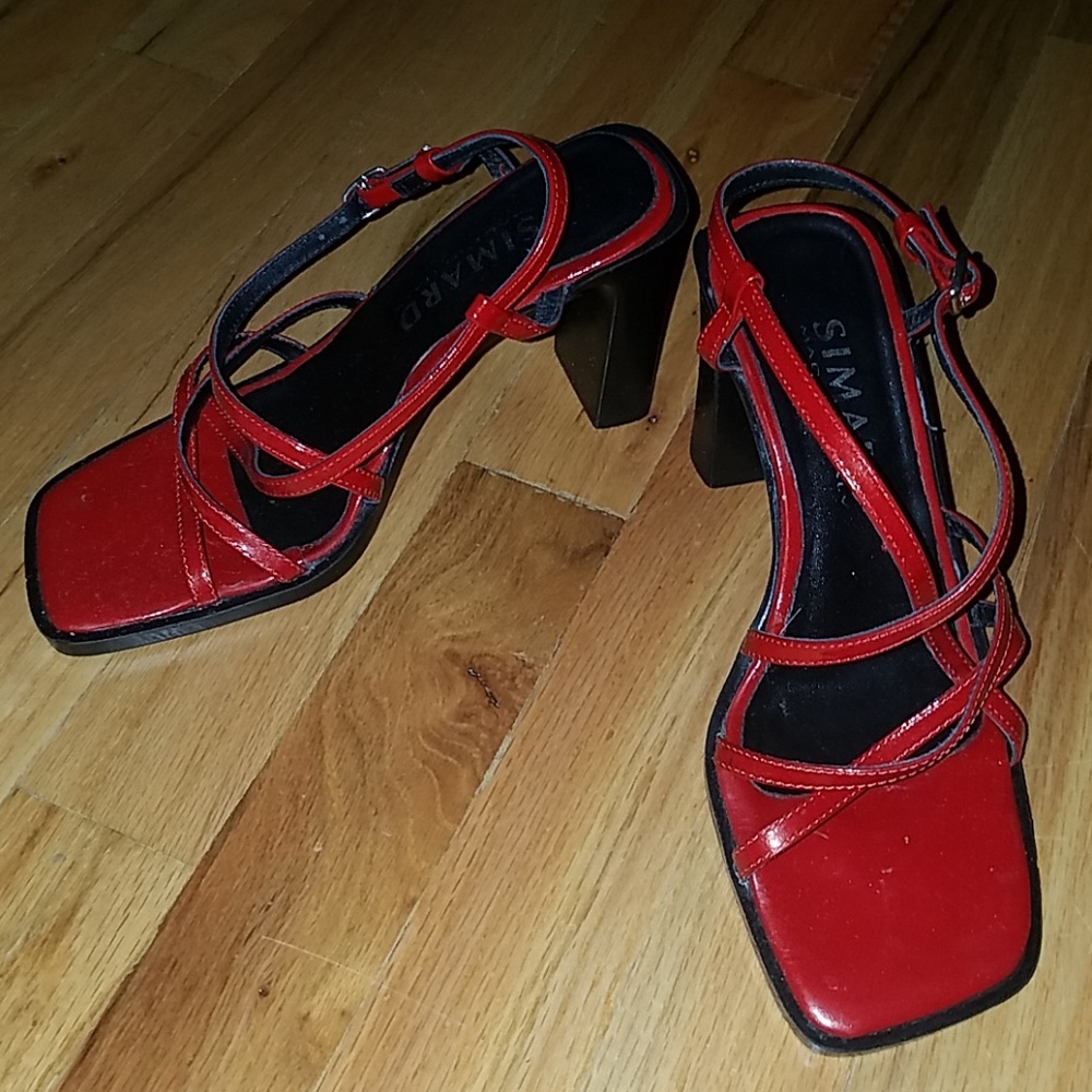Red Patent Sandals..EUC made in Italy